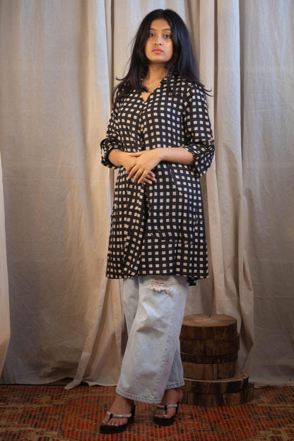 Ainaz Chex Modal Shirt Tunic in Modal