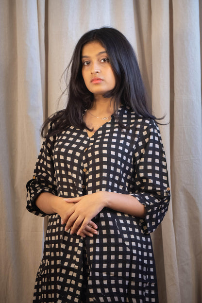 Ainaz Chex Modal Shirt Tunic in Modal