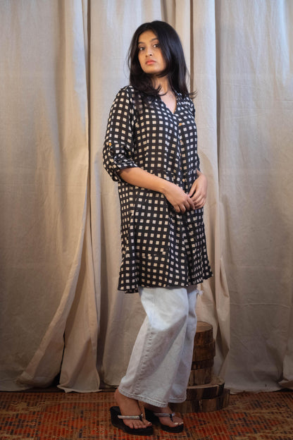 Ainaz Chex Modal Shirt Tunic in Modal