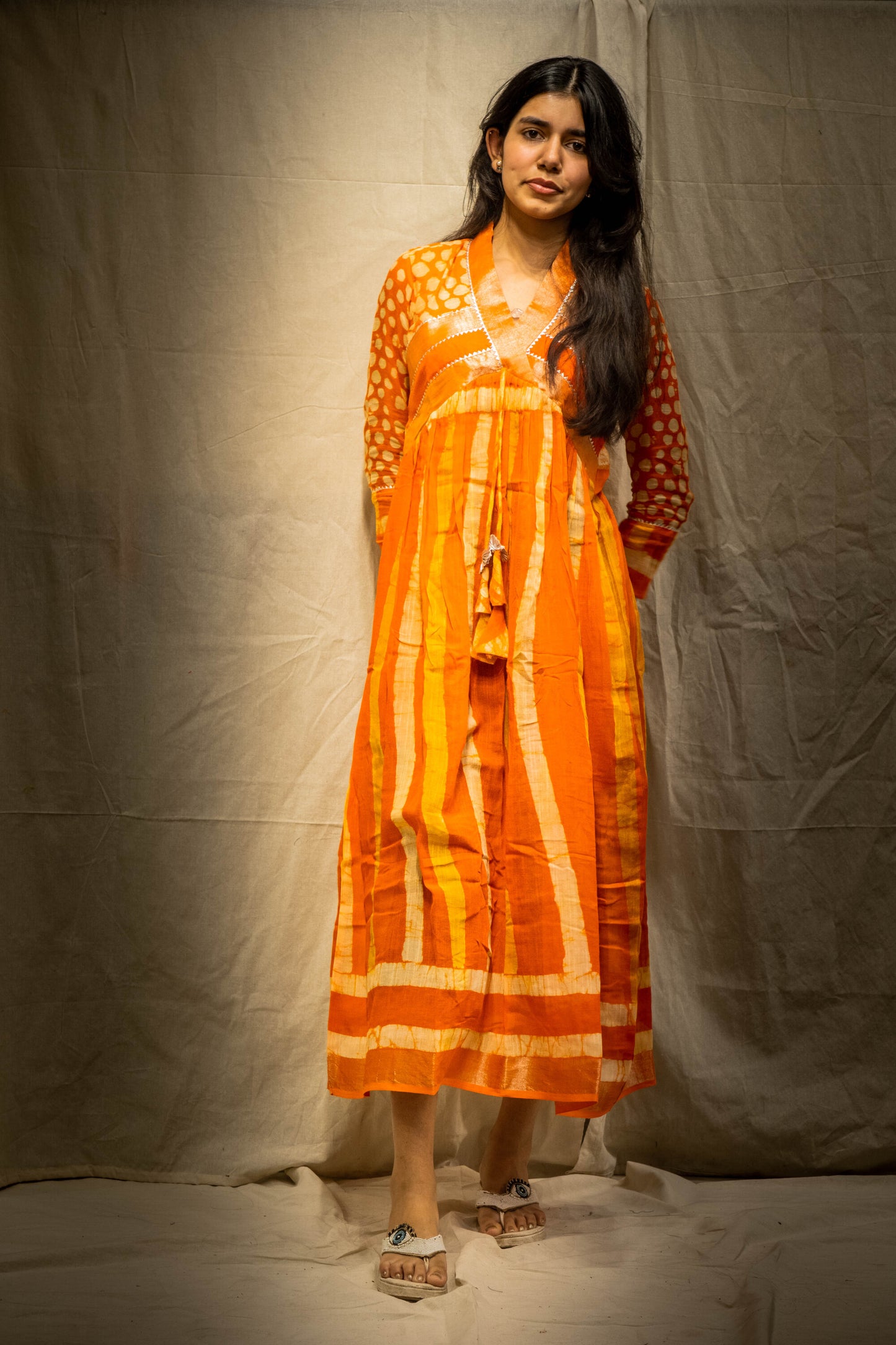 Ina Dark Orange Kurti in Pure Linen