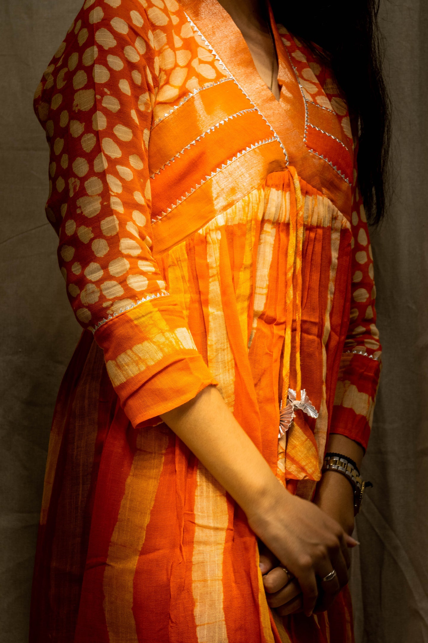 Ina Dark Orange Kurti in Pure Linen