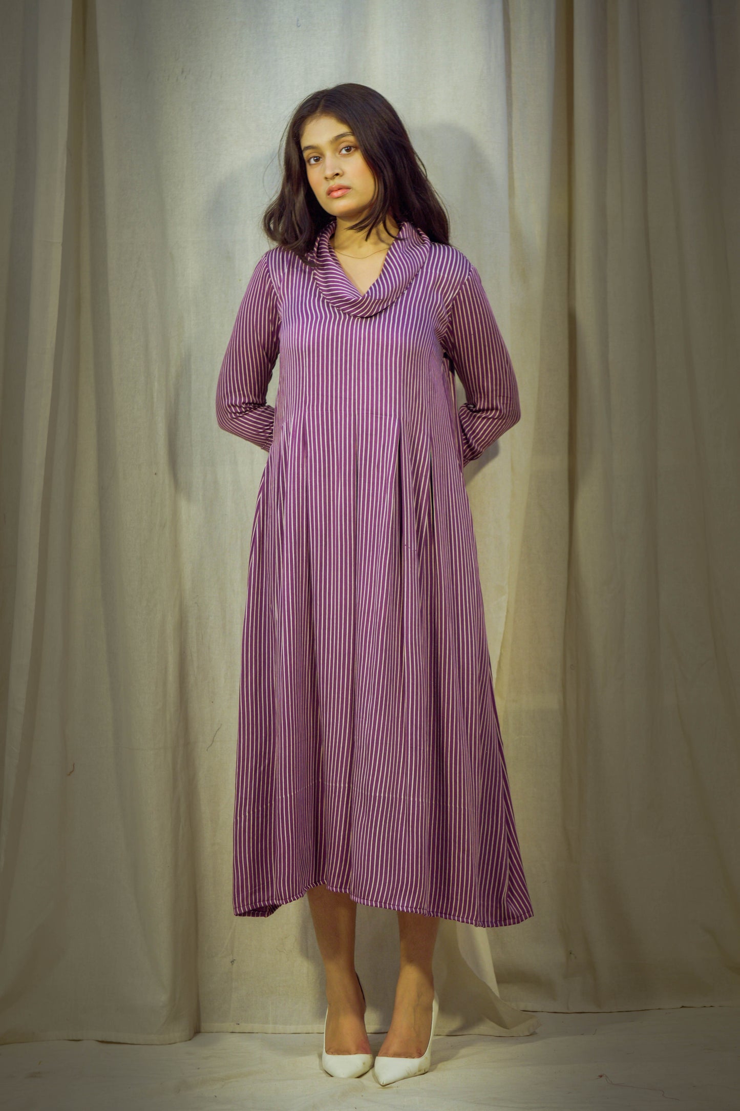 Purple Indo-Western Polo Neck Tunic