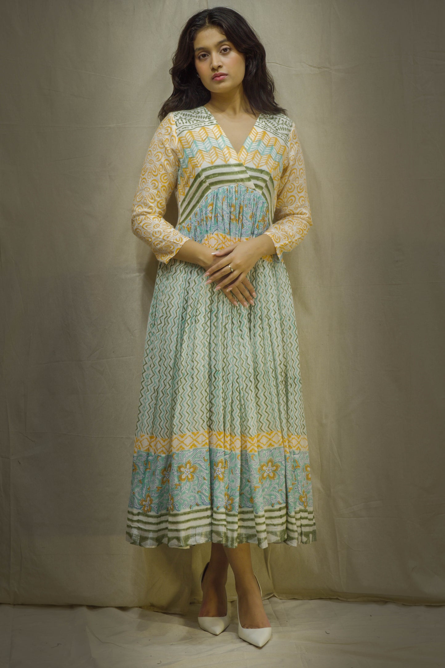 Mallika ZigZag Dress in Pure Linen