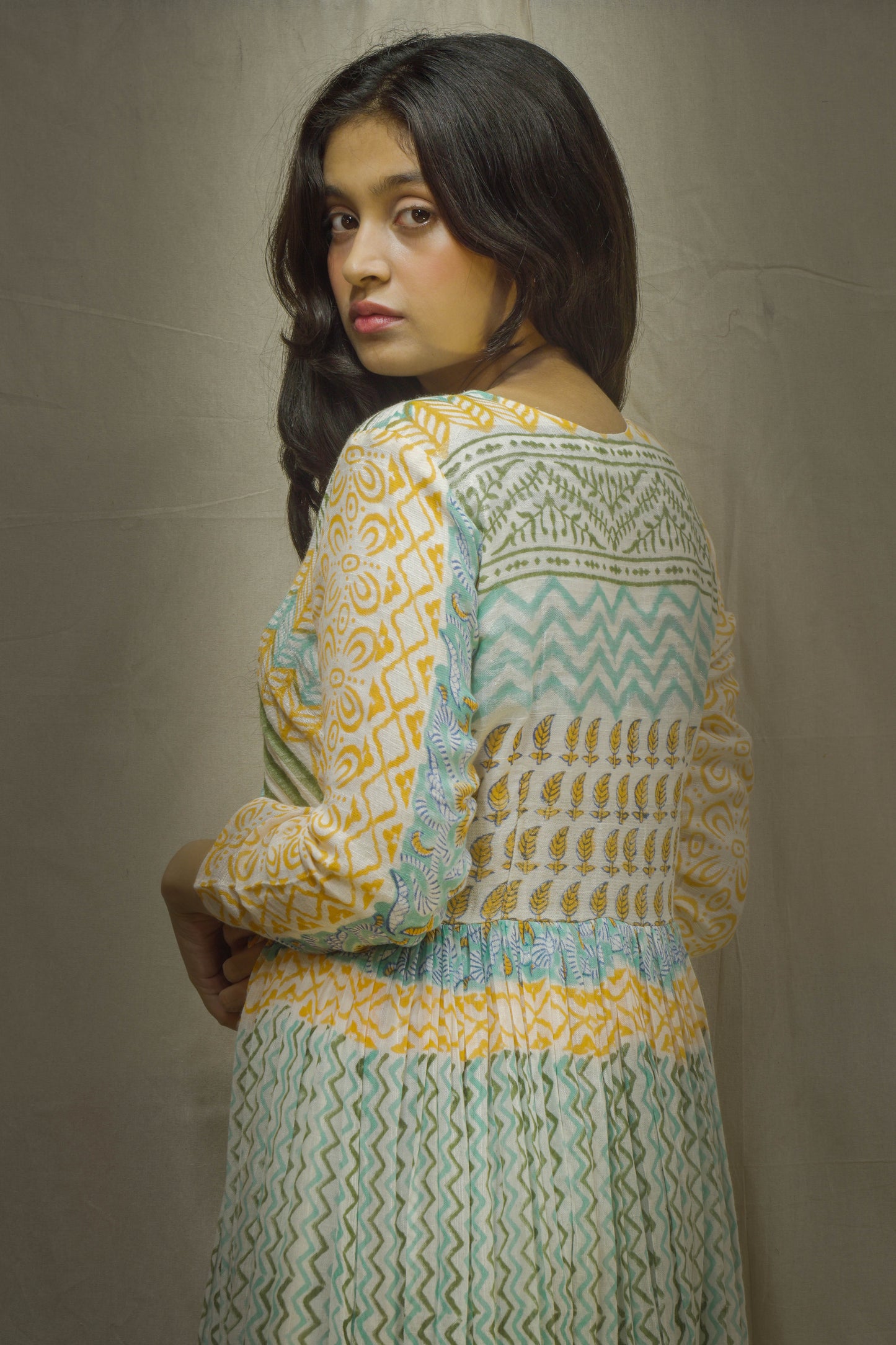 Mallika ZigZag Dress in Pure Linen