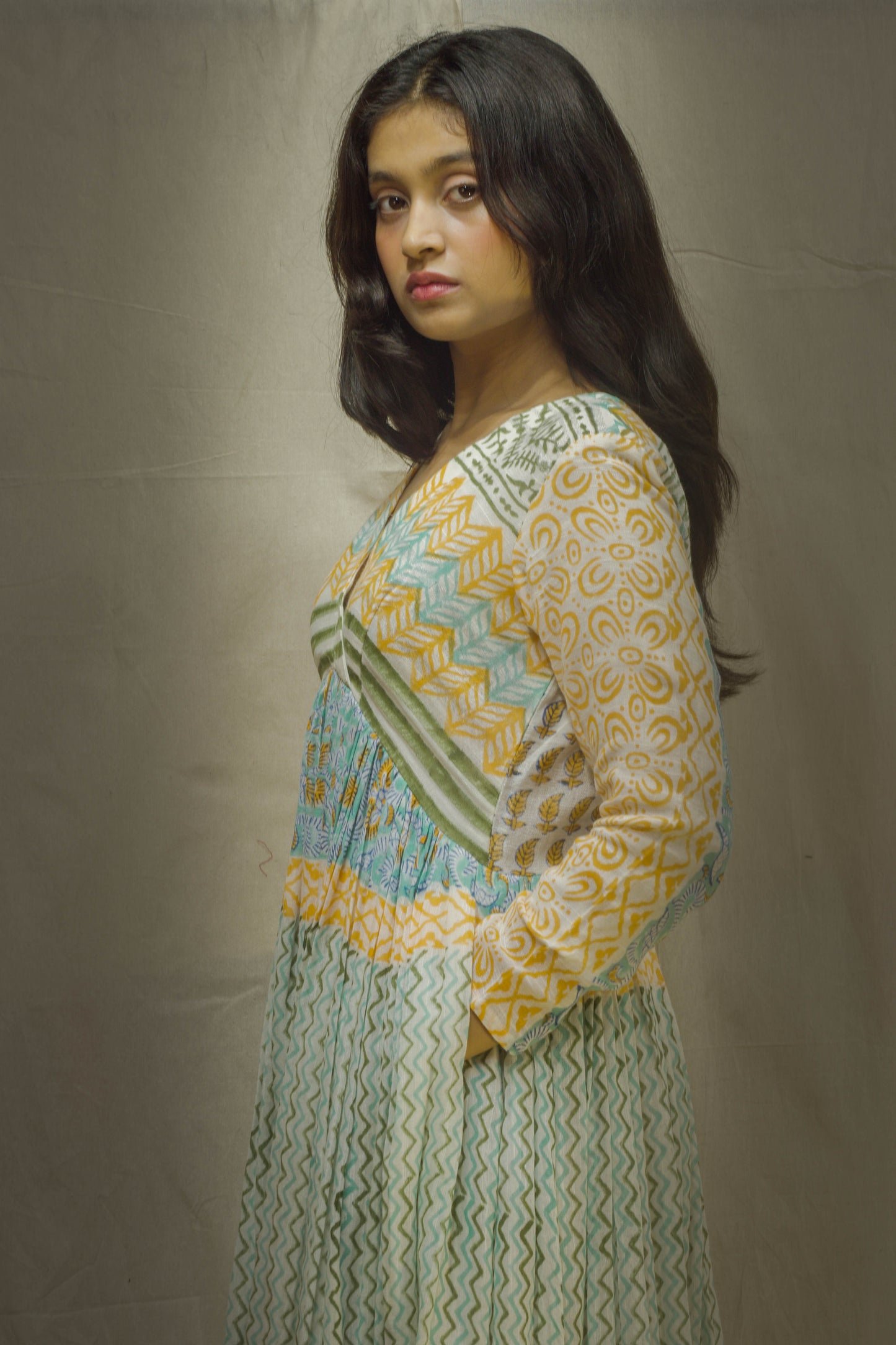 Mallika ZigZag Dress in Pure Linen