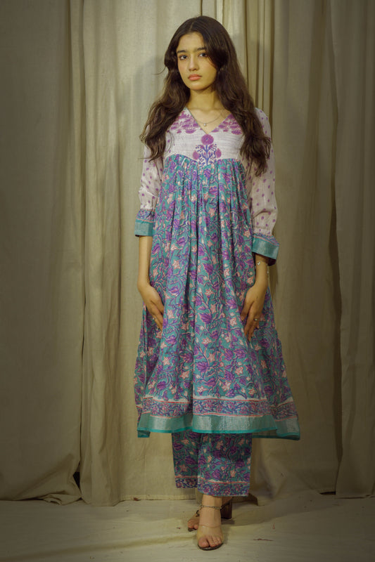Seabloom – Handblock Linen Kurta Pant Set