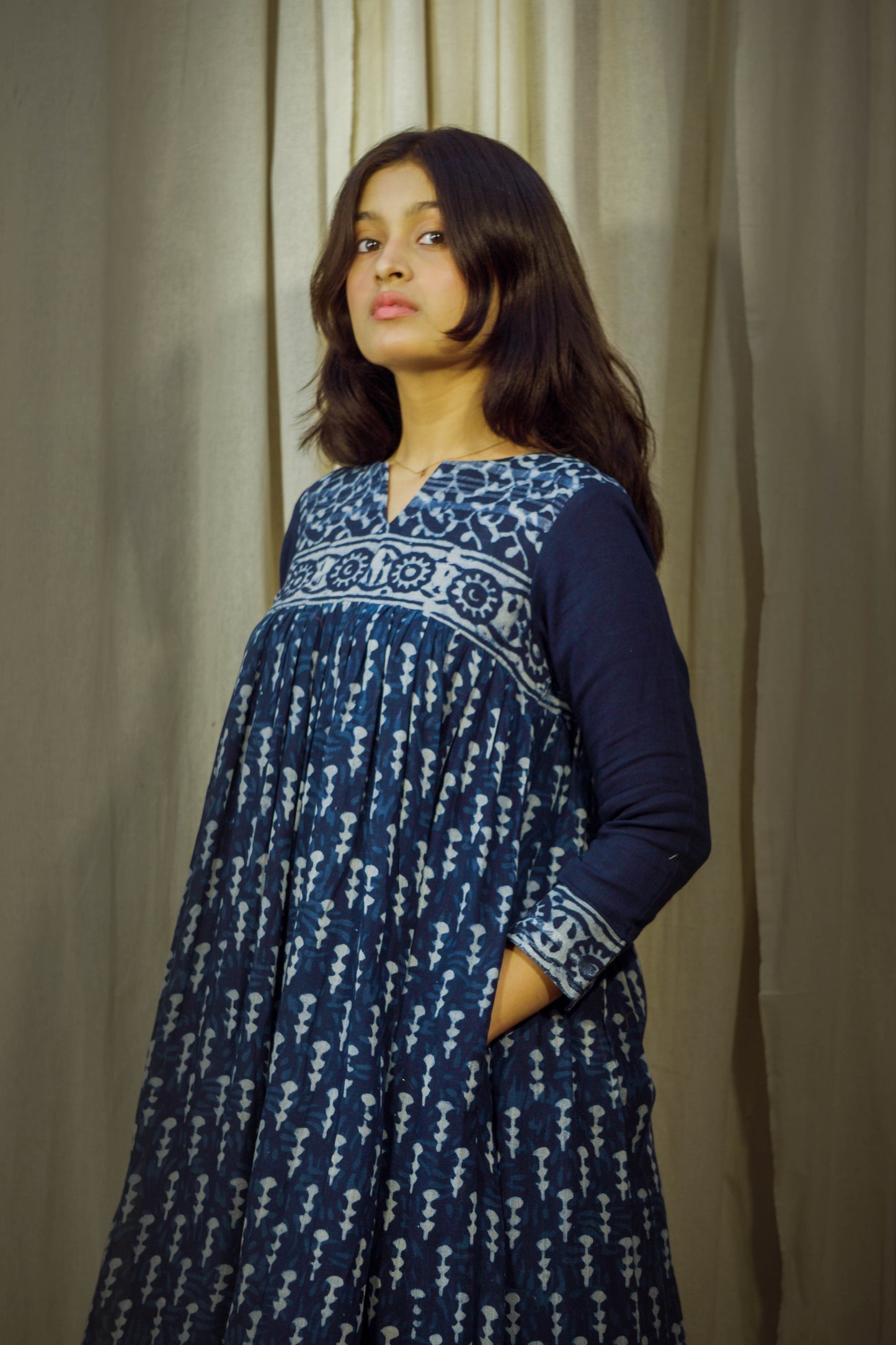 Neel Tara – Handblock Linen Kurta Pant Set