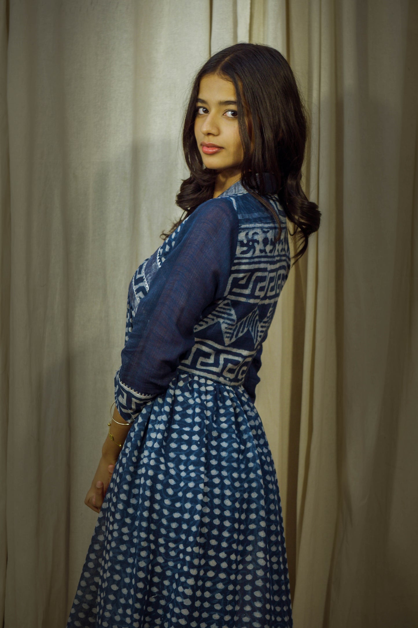 Indigo Whisper – Handblock Printed Pure Linen Kurti