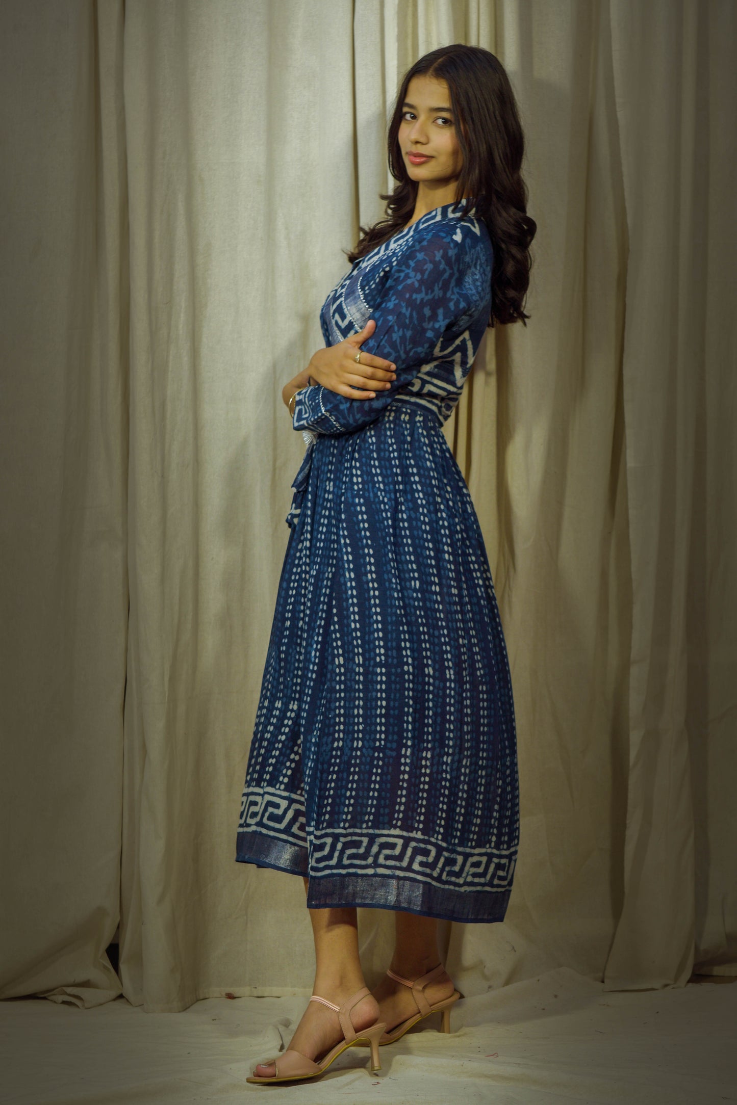 Indigo Whisper – Handblock Printed Pure Linen Kurti