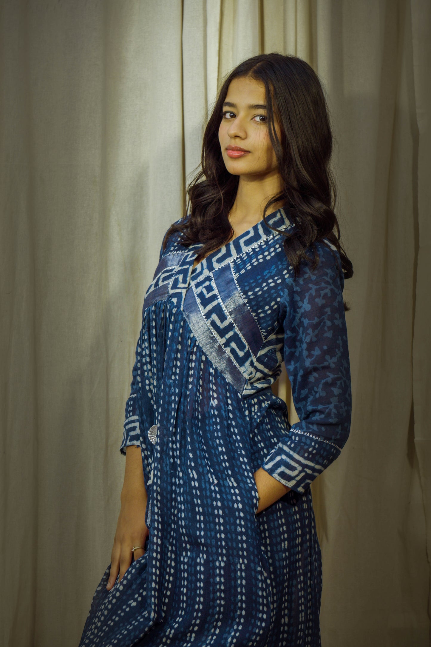Indigo Whisper – Handblock Printed Pure Linen Kurti