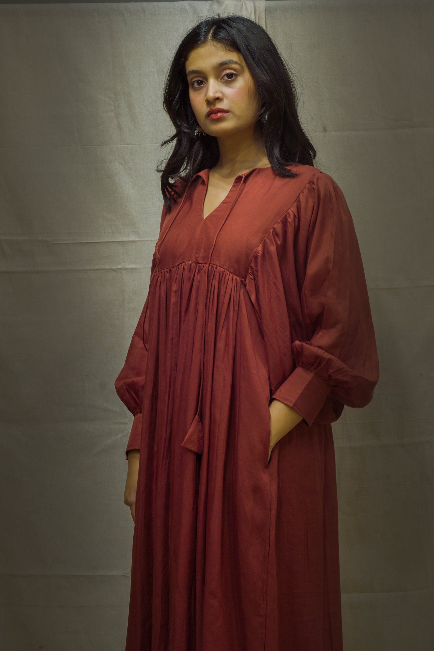 Rust Indo-Western Modal Tunic