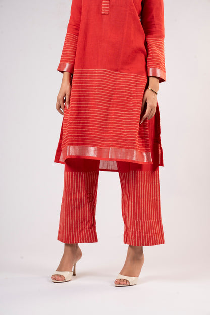 Rekha Crimson Linen Co-ord Set
