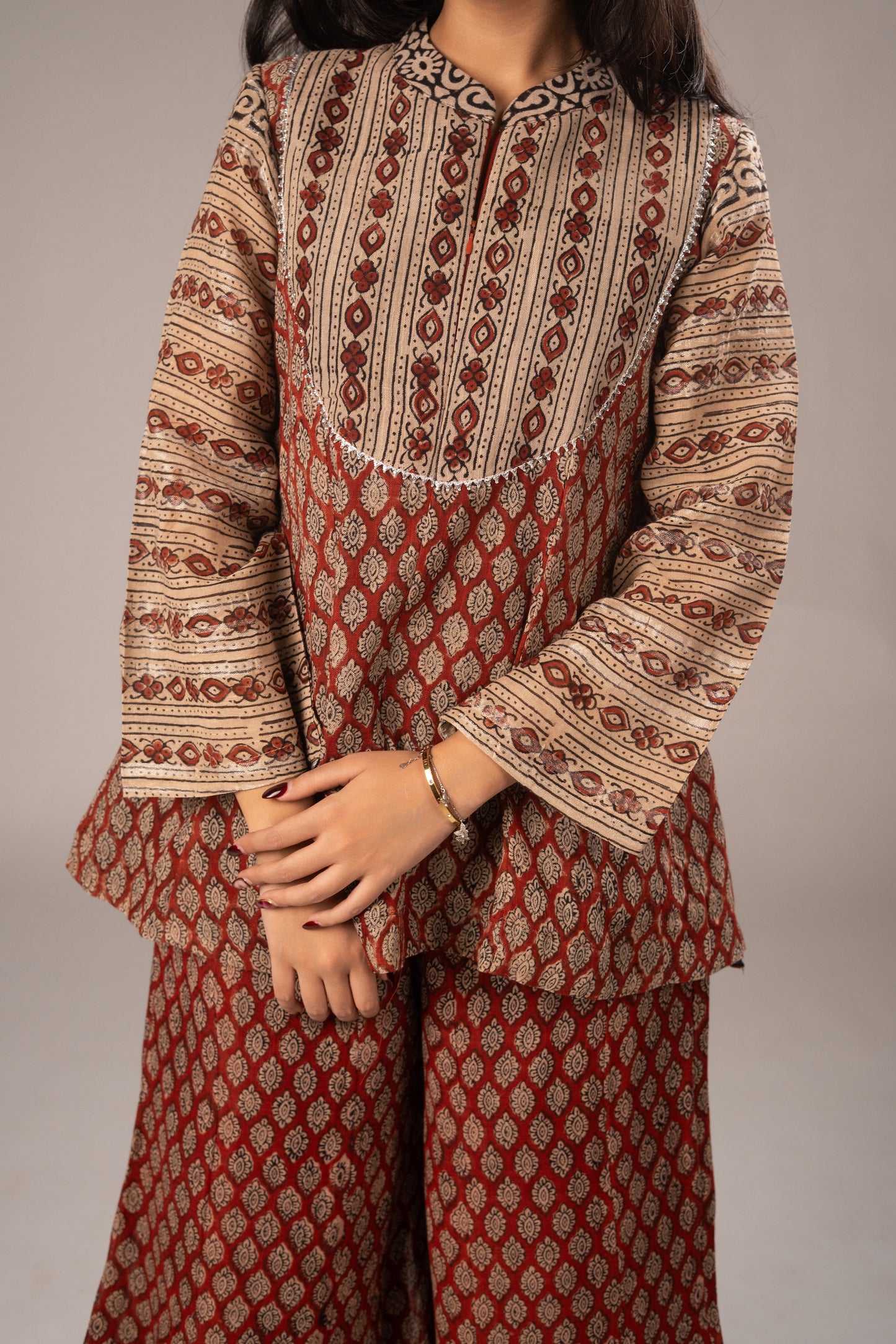 Surkh Ajrakh Kali Set