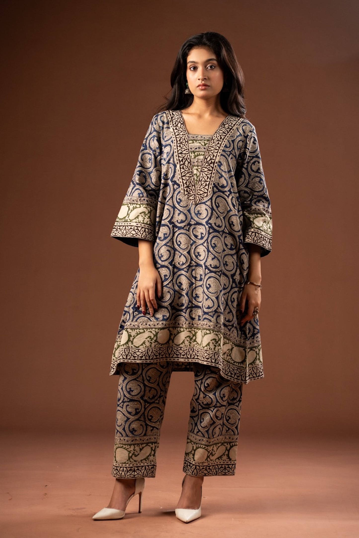Katha Kalamkari Choga Set – Cotton Roots