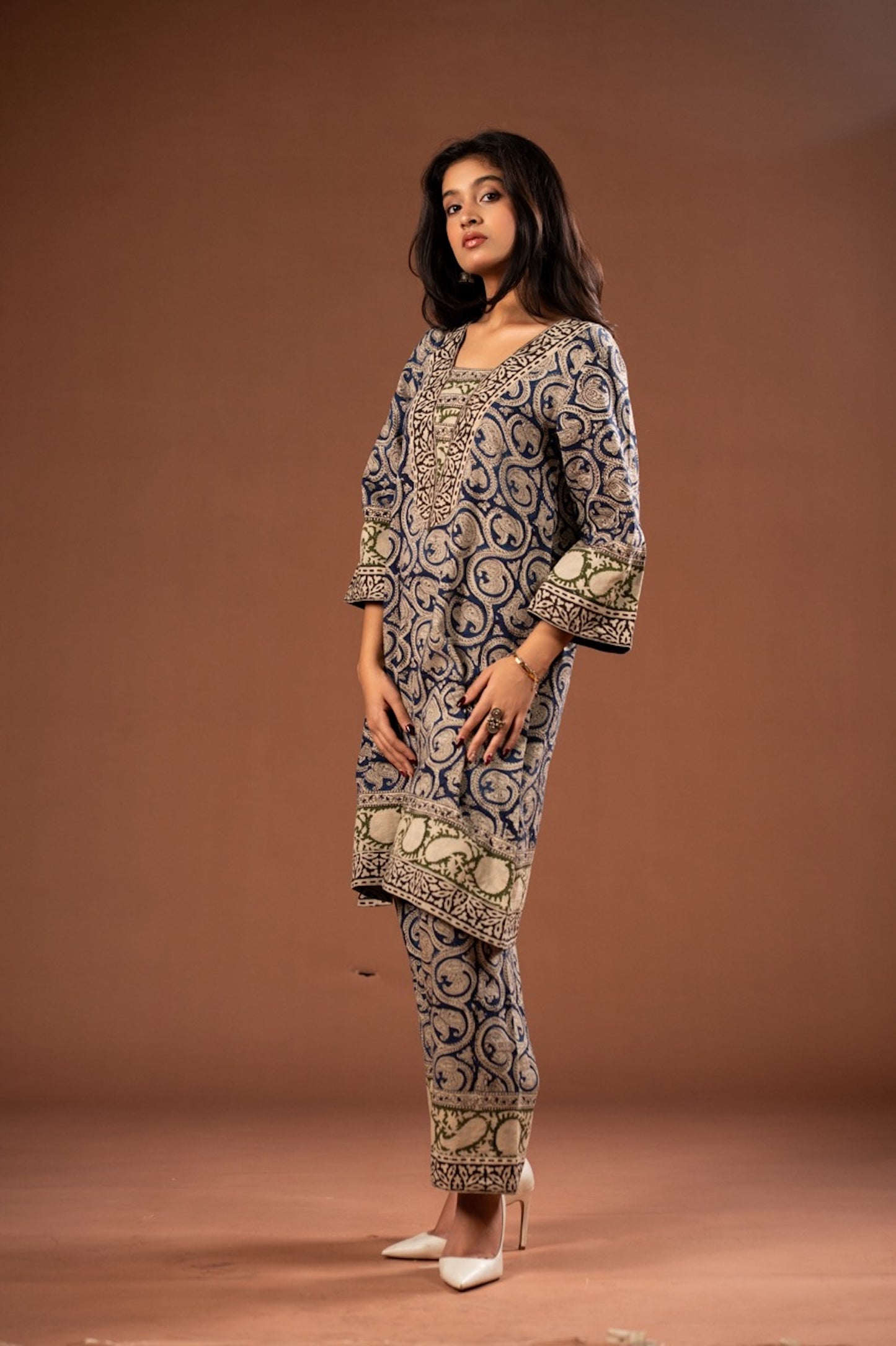Katha Kalamkari Choga Set – Cotton Roots