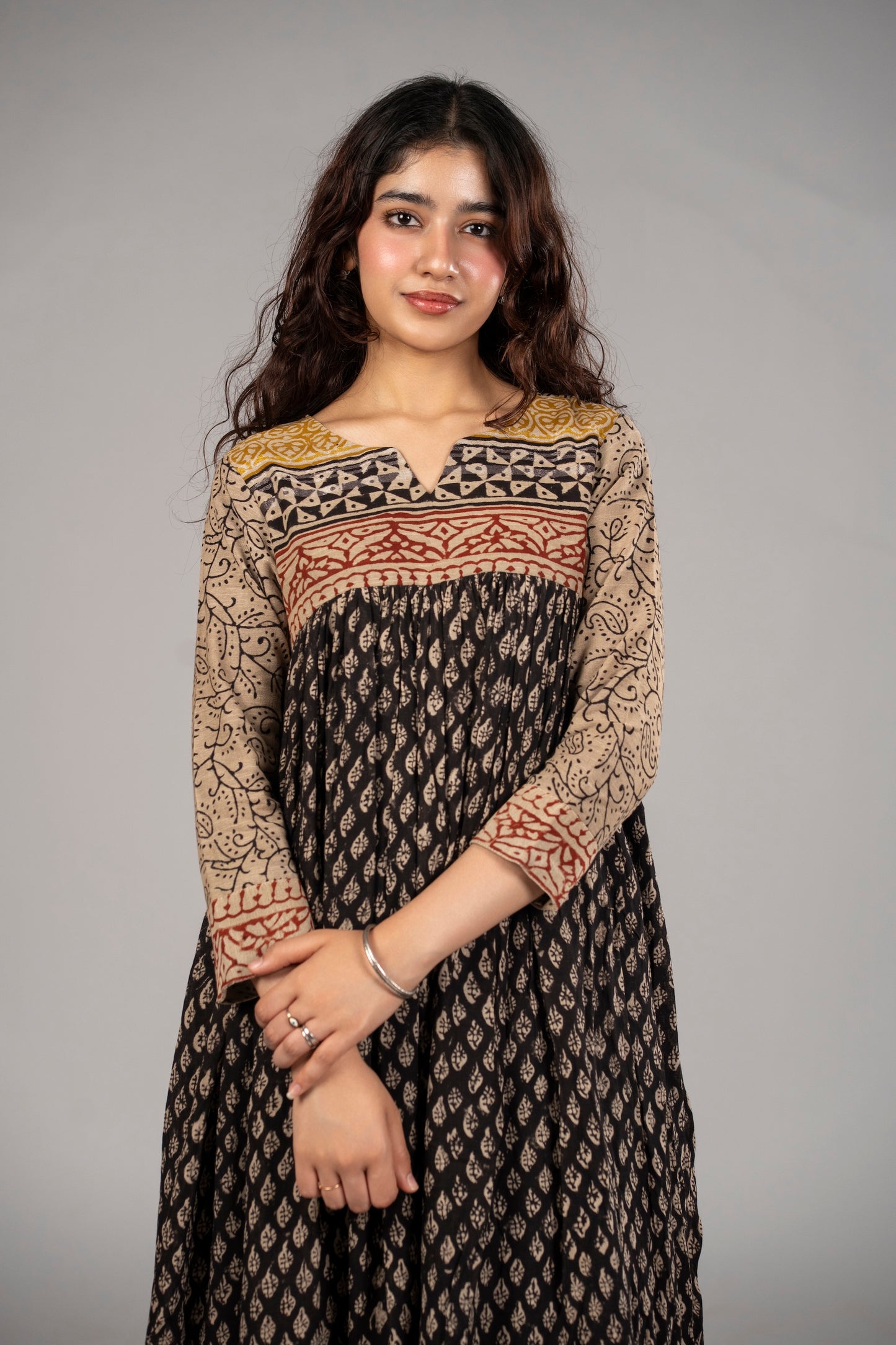 Noir Ajrakh Kediya Set