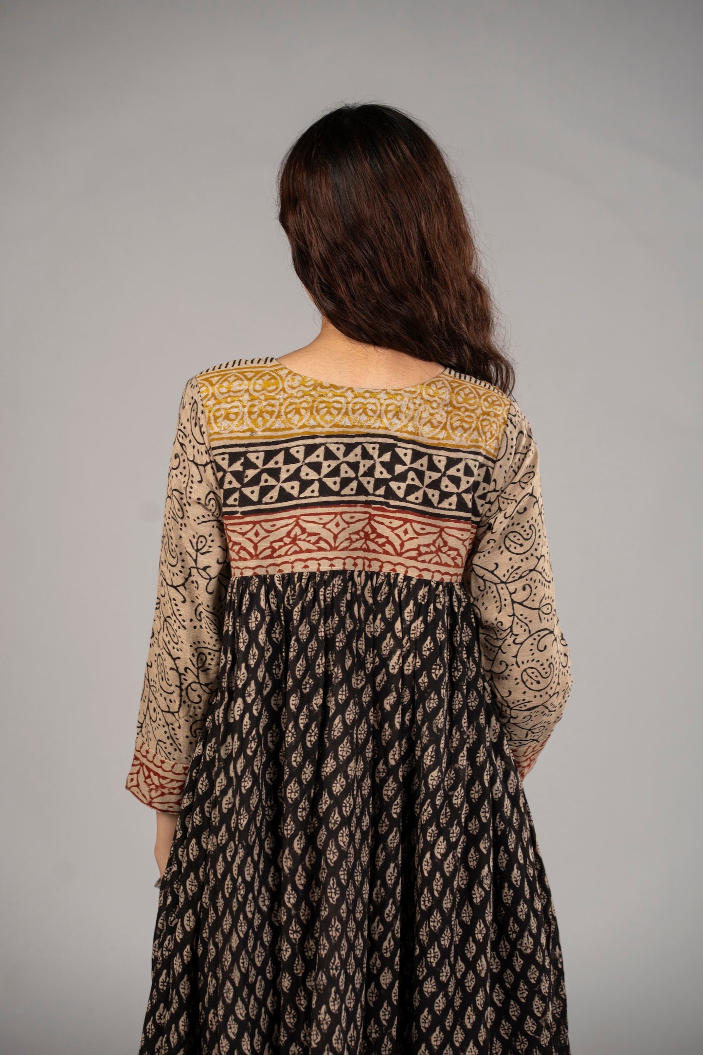 Noir Ajrakh Kediya Set