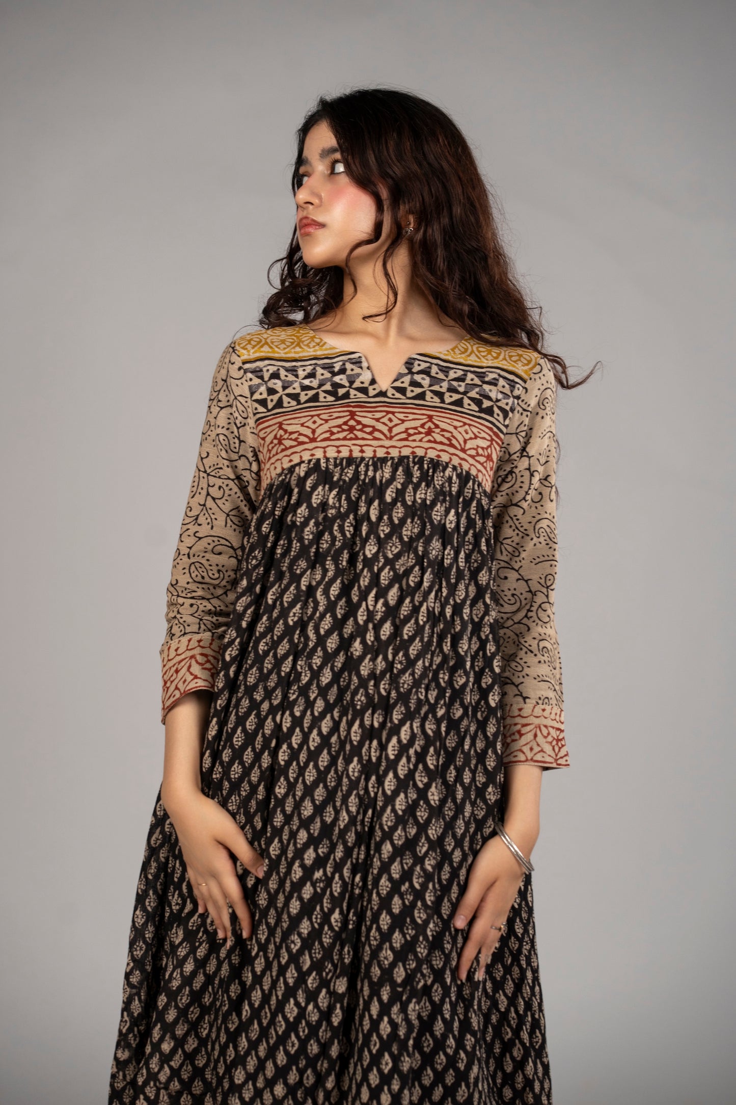 Noir Ajrakh Kediya Set