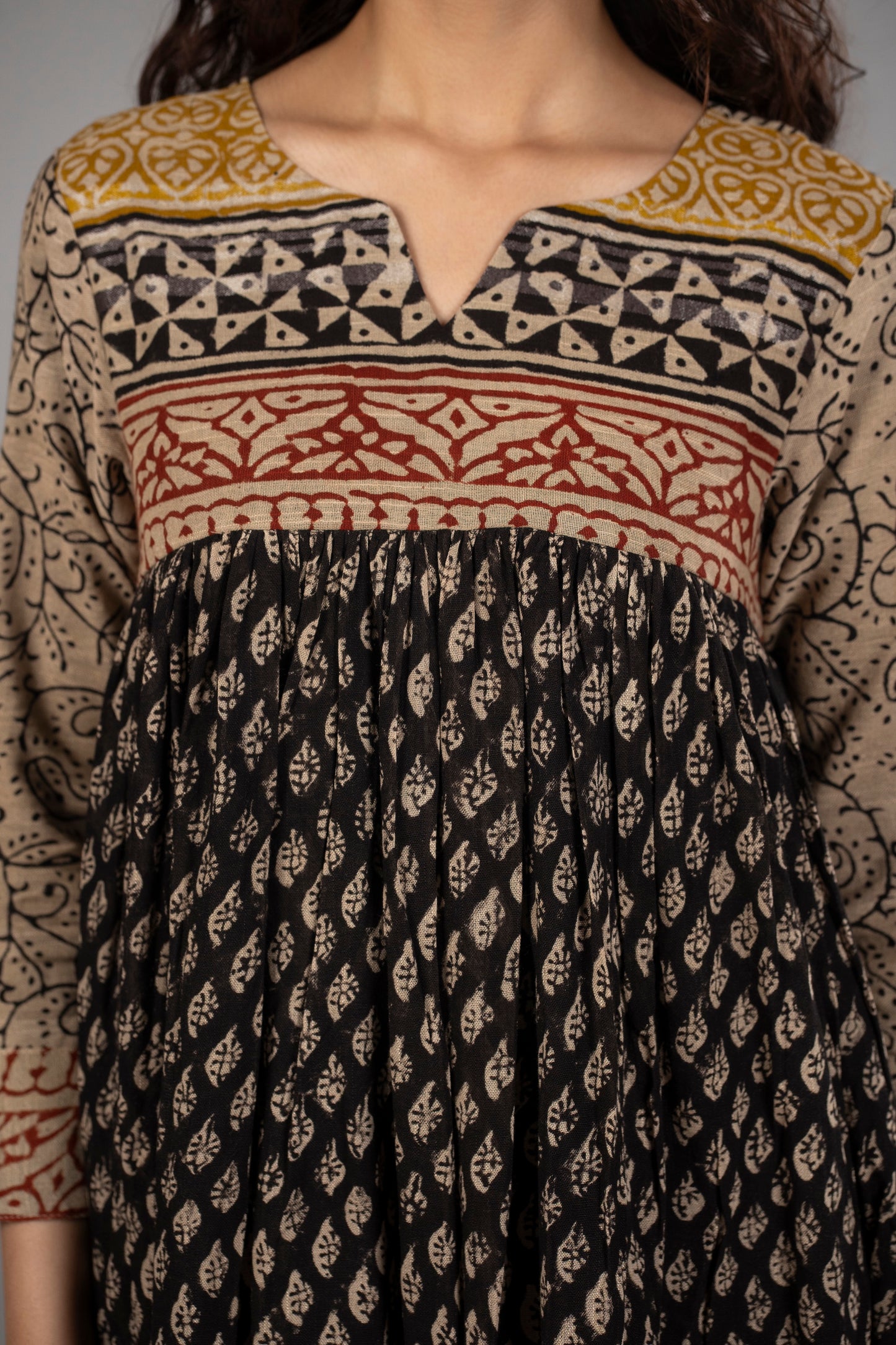 Noir Ajrakh Kediya Set
