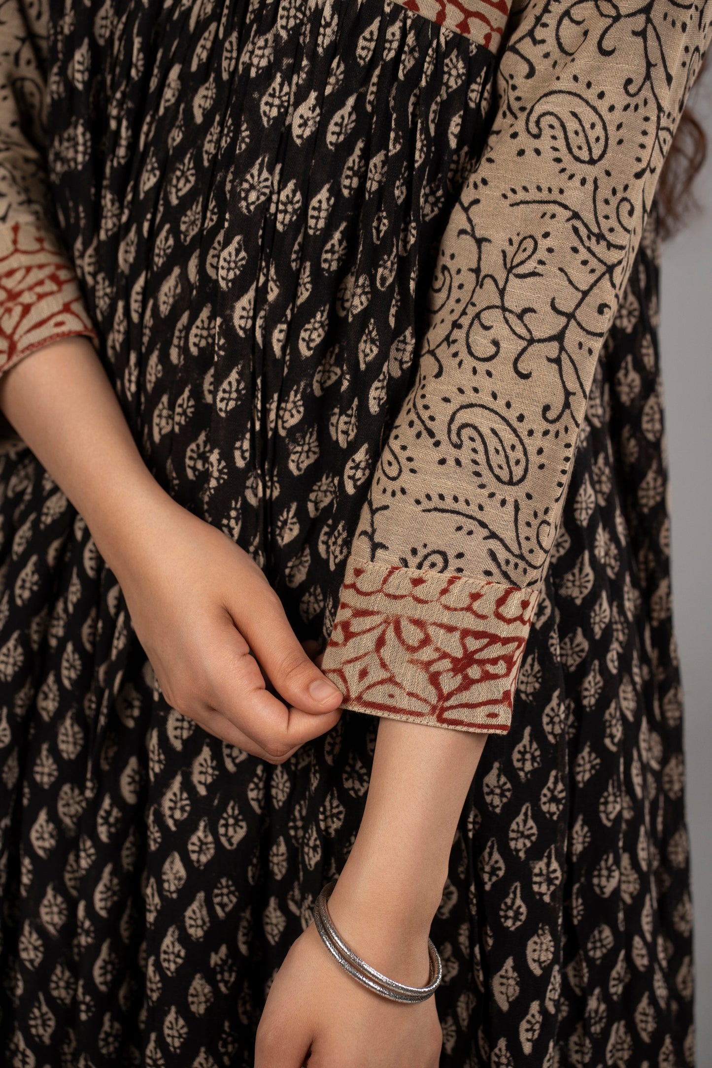 Noir Ajrakh Kediya Set