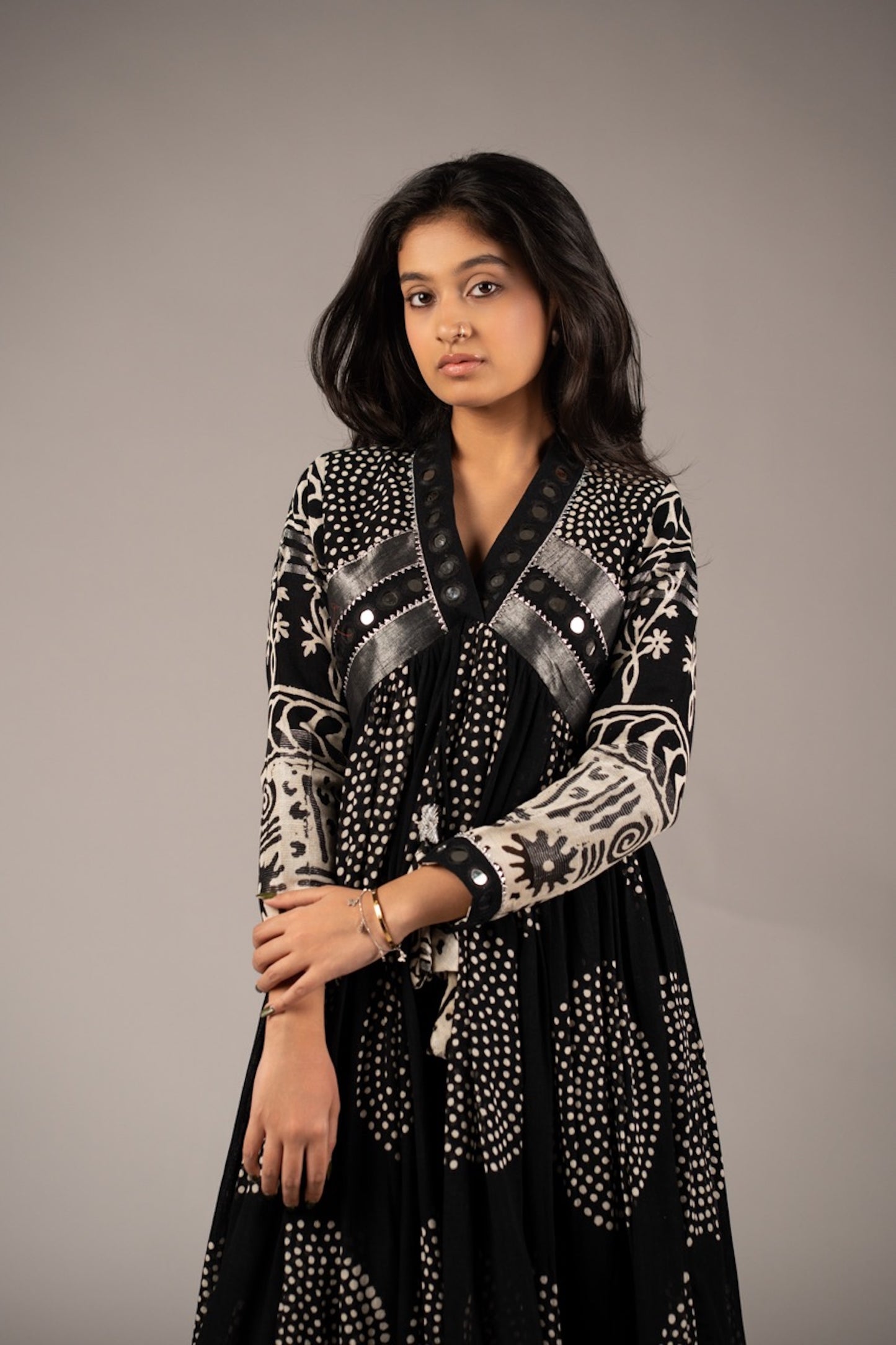 Moiré Mirror Work Dress