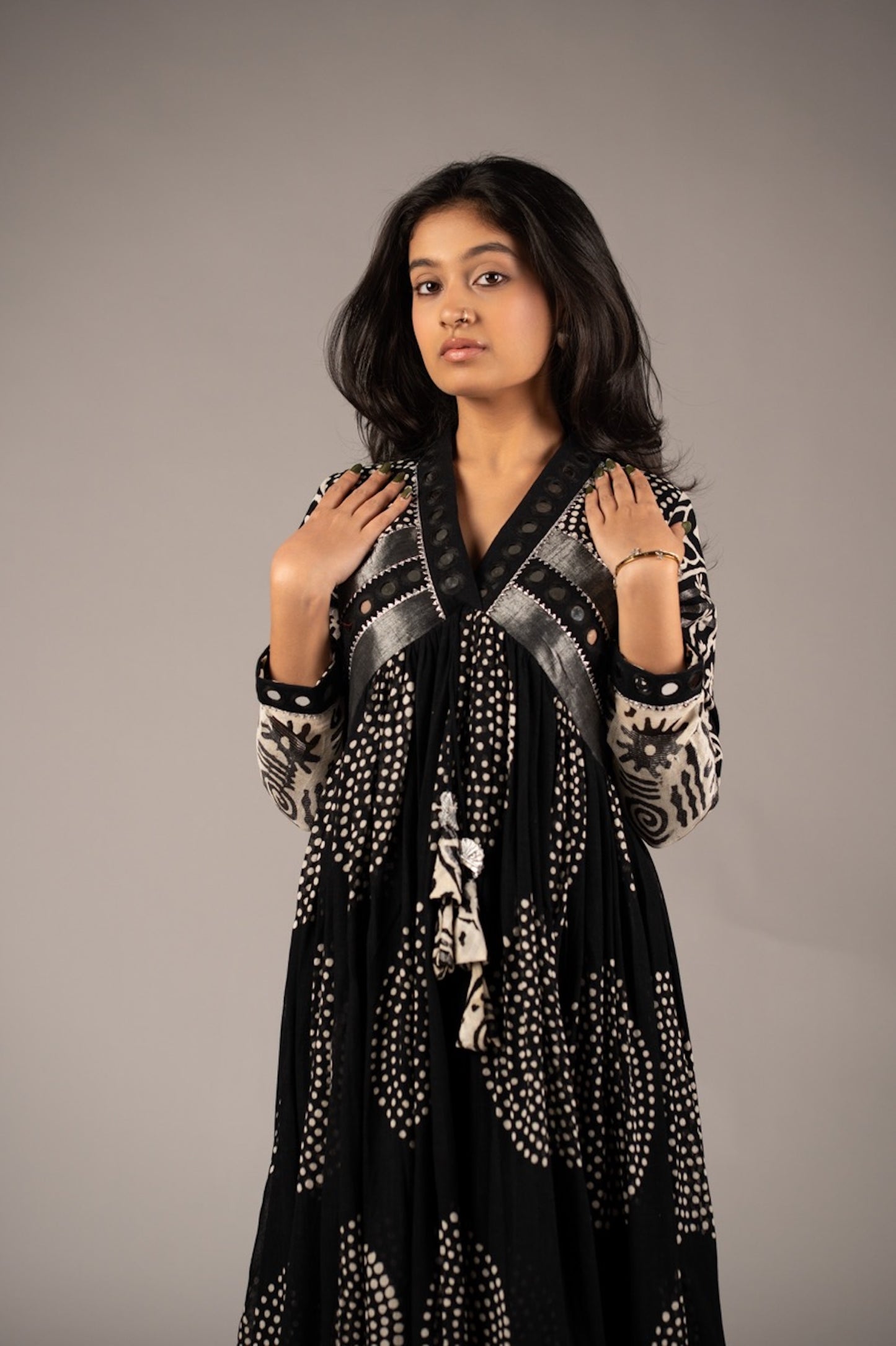 Moiré Mirror Work Dress