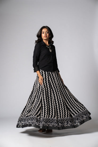 Raasrekh Kali Linen Set — Shirt & Skirt