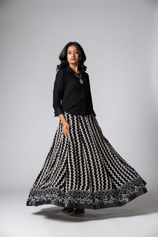 Raasrekh Kali Linen Set — Shirt & Skirt