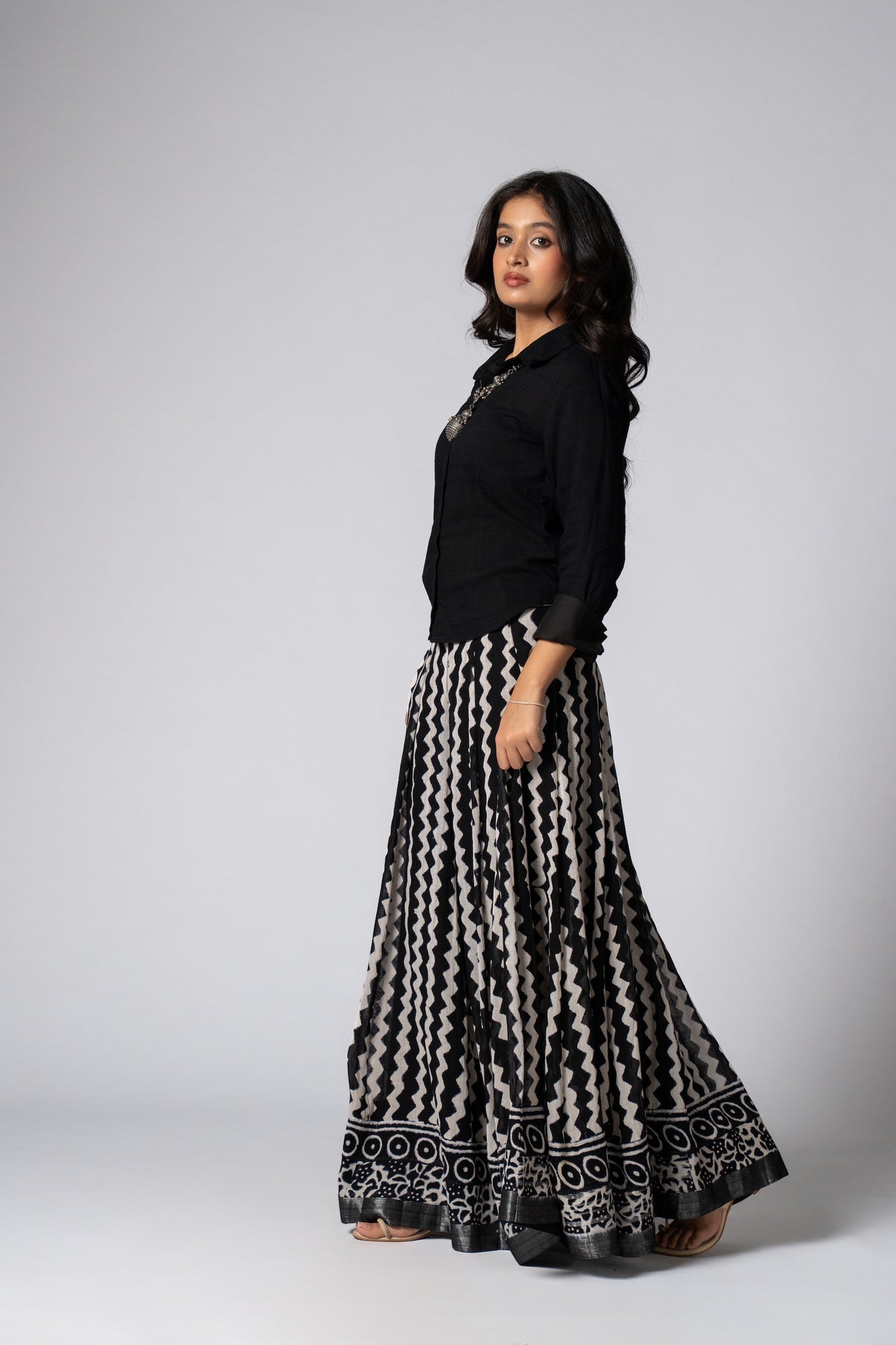 Raasrekh Kali Linen Set — Shirt & Skirt