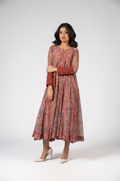 Gulnaar Chanderi Flare Kurta