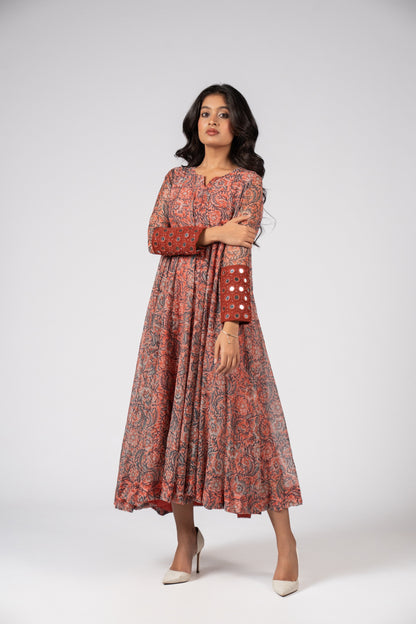 Gulnaar Chanderi Flare Kurta