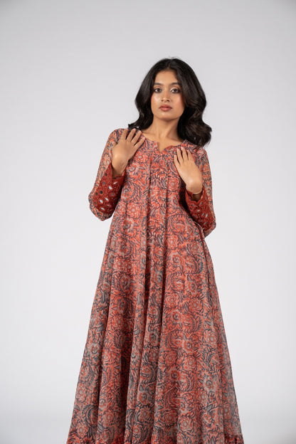 Gulnaar Chanderi Flare Kurta