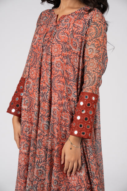 Gulnaar Chanderi Flare Kurta