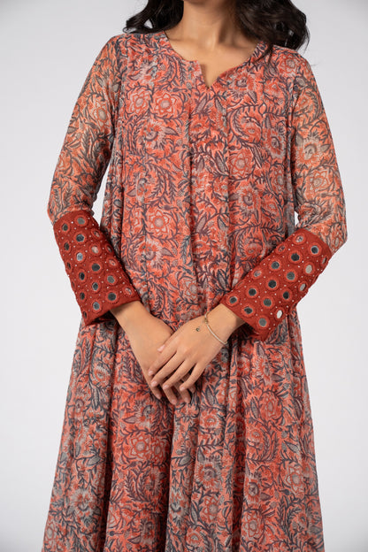 Gulnaar Chanderi Flare Kurta