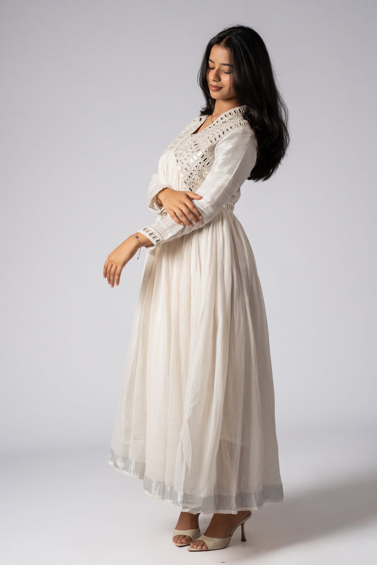 Mahveen Sheesh Mirror Work Dress