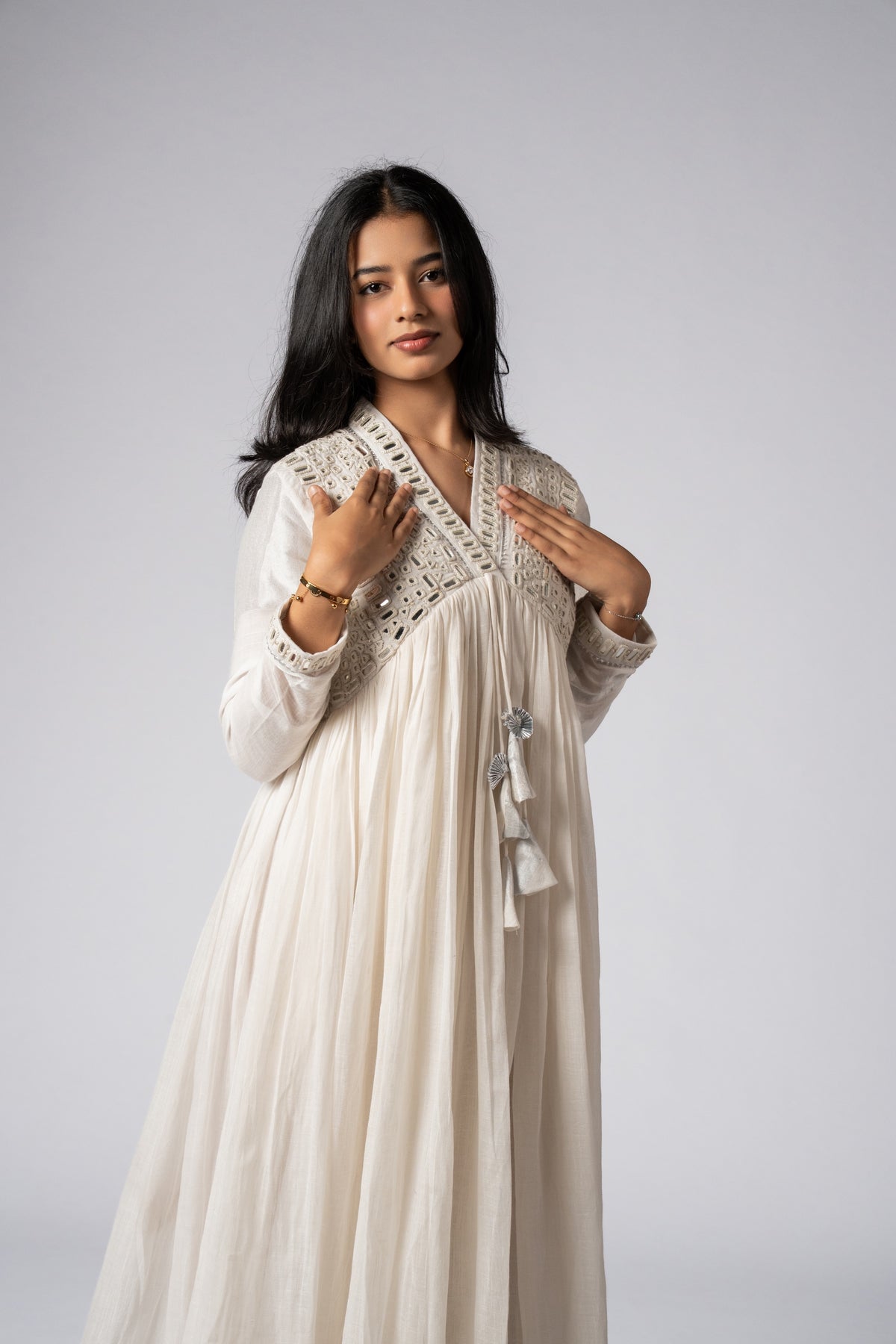 Mahveen Sheesh Mirror Work Dress