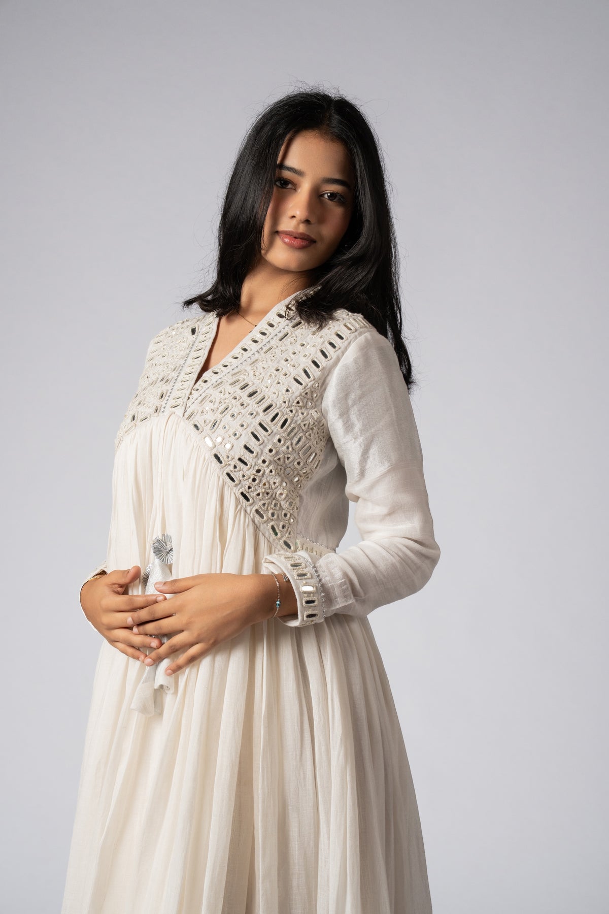 Mahveen Sheesh Mirror Work Dress