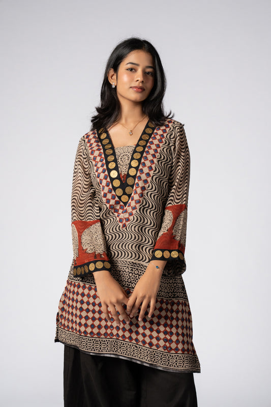 Qissa Handblock Printed Linen Kurta