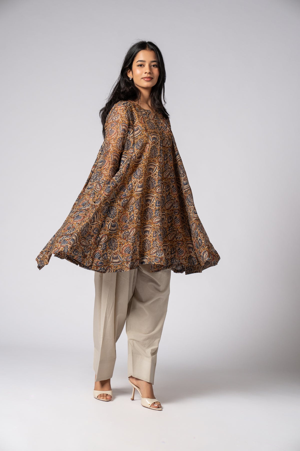 Kalamira Mustard Flare Kurta