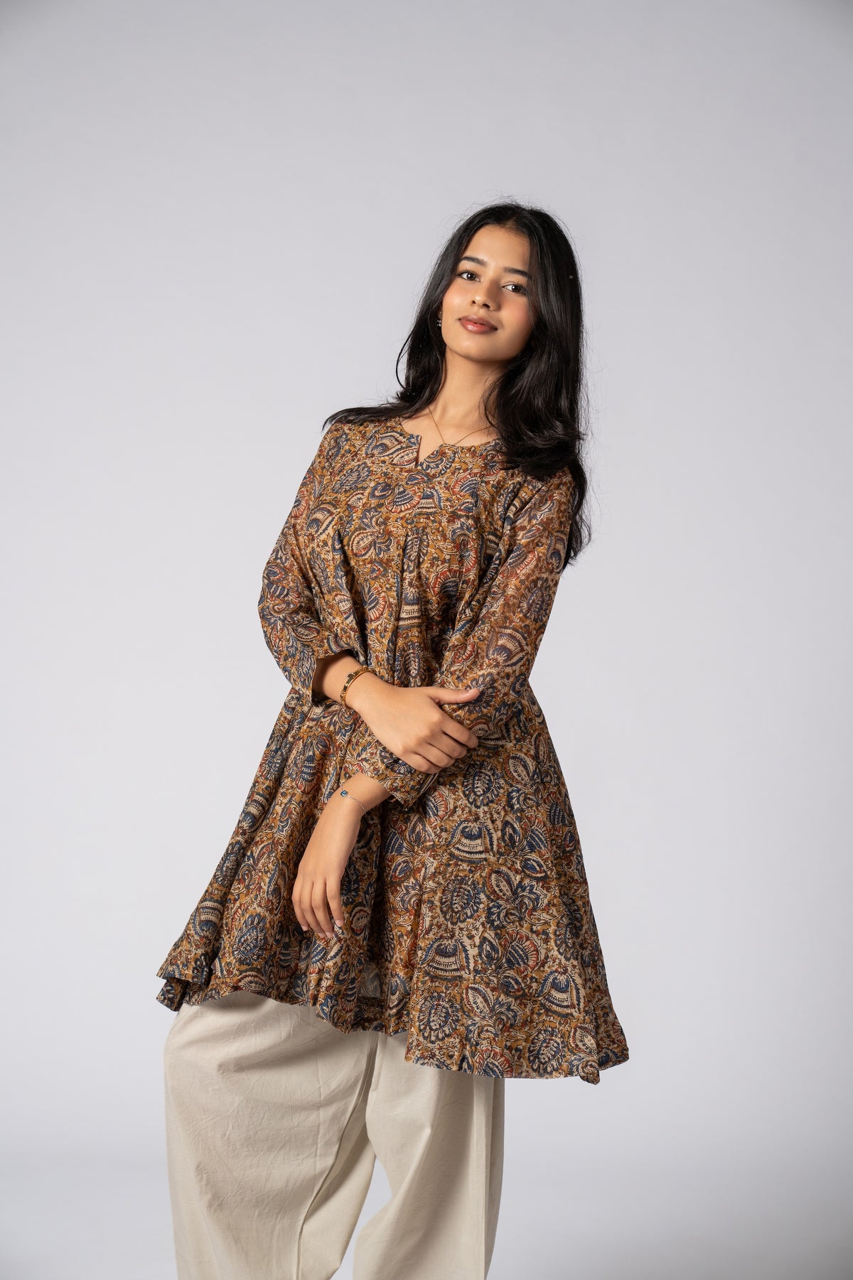 Kalamira Mustard Flare Kurta