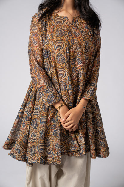 Kalamira Mustard Flare Kurta