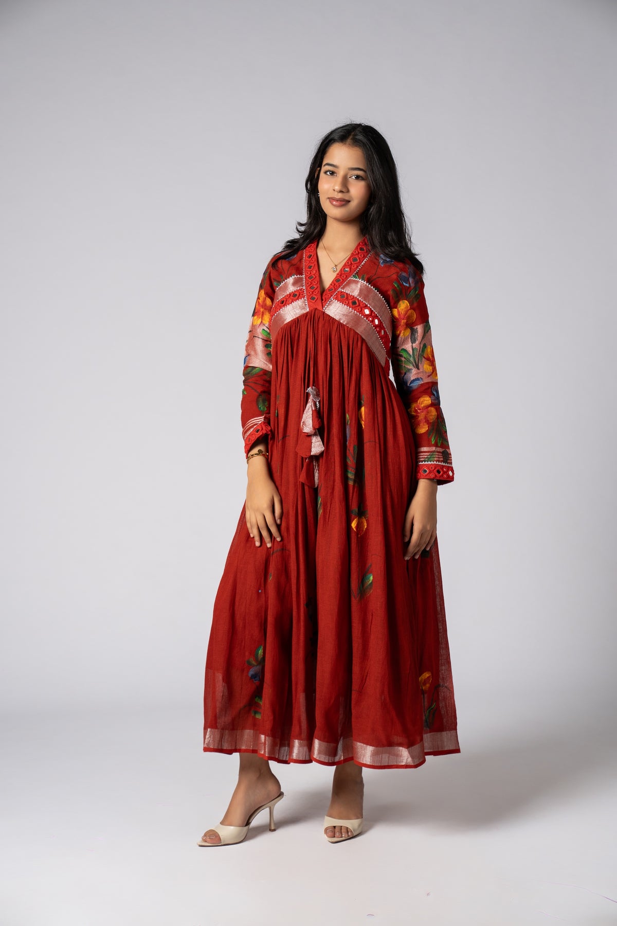 Rangsaaz Hand-Painted Mirror Work Dress