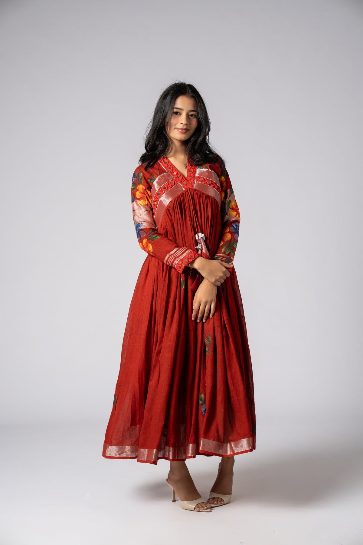 Rangsaaz Hand-Painted Mirror Work Dress