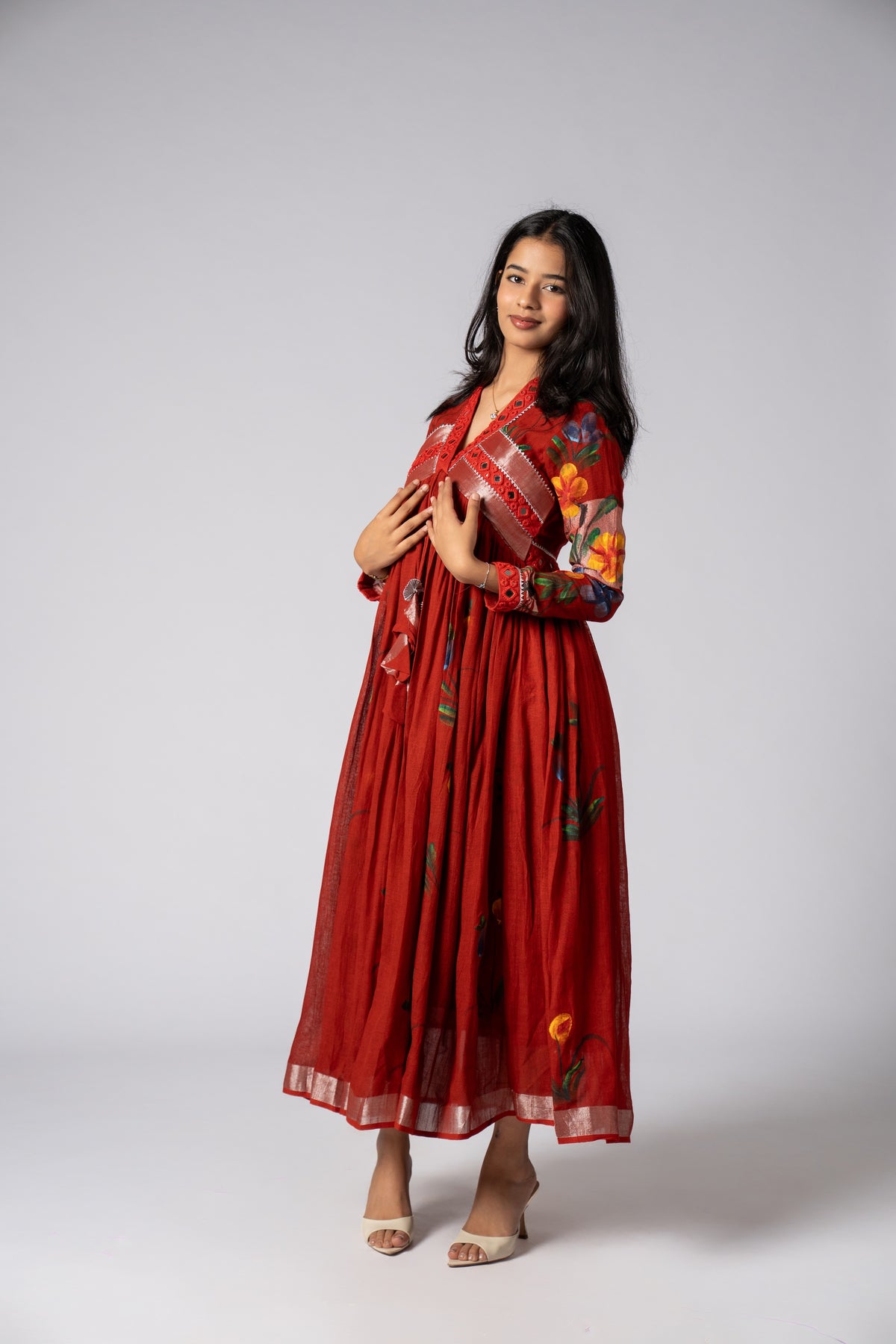 Rangsaaz Hand-Painted Mirror Work Dress