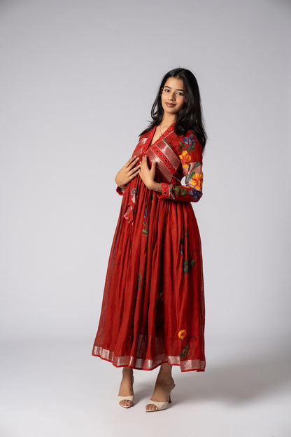 Rangsaaz Hand-Painted Mirror Work Dress