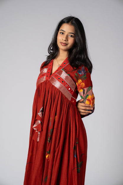 Rangsaaz Hand-Painted Mirror Work Dress