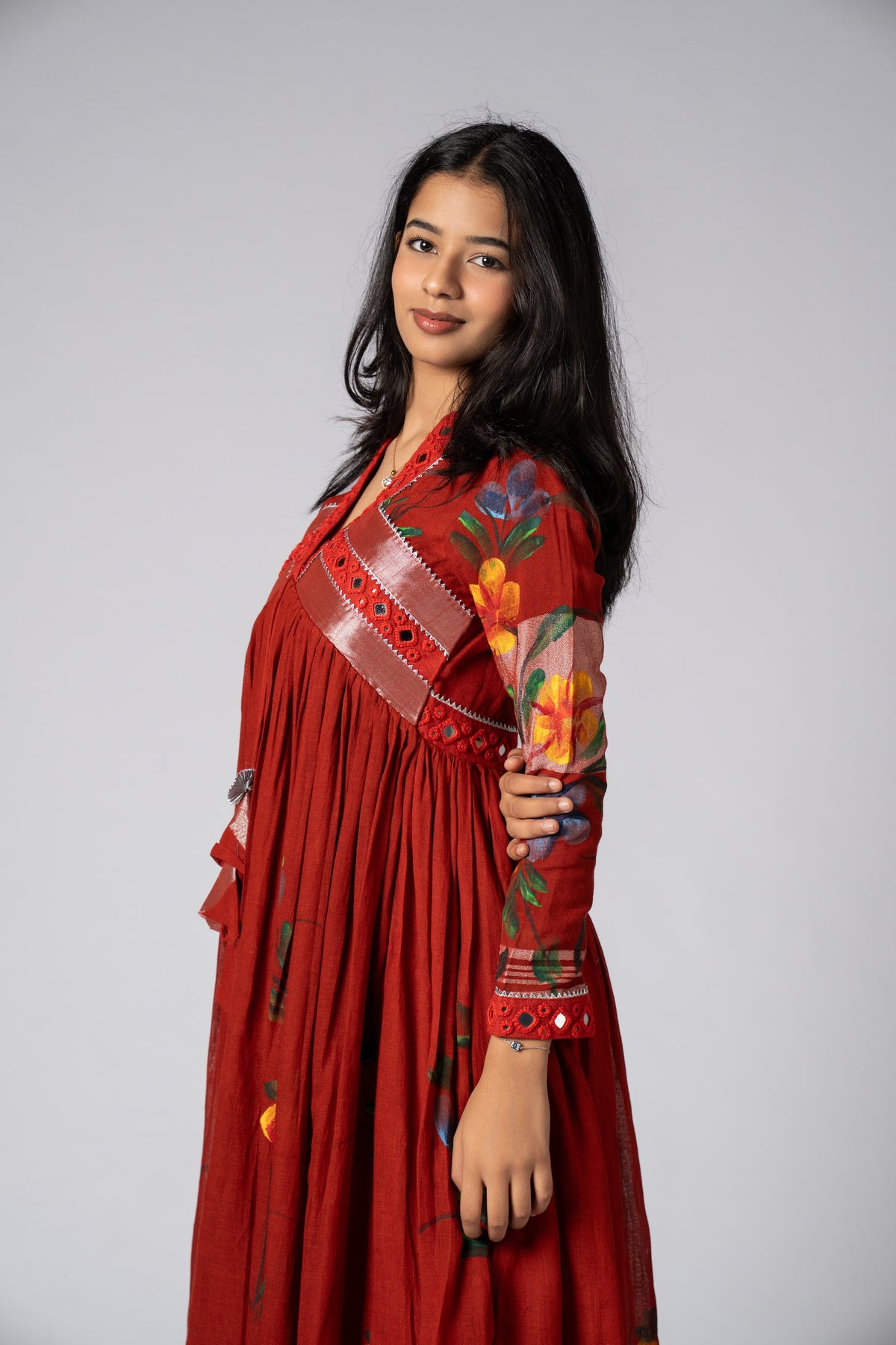 Rangsaaz Hand-Painted Mirror Work Dress