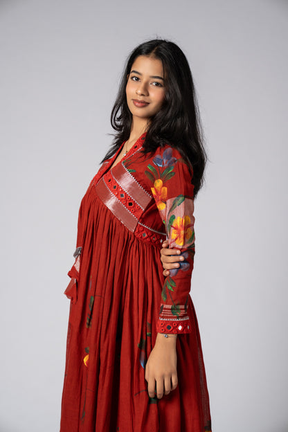 Rangsaaz Hand-Painted Mirror Work Dress