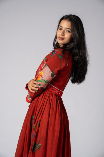 Rangsaaz Hand-Painted Mirror Work Dress