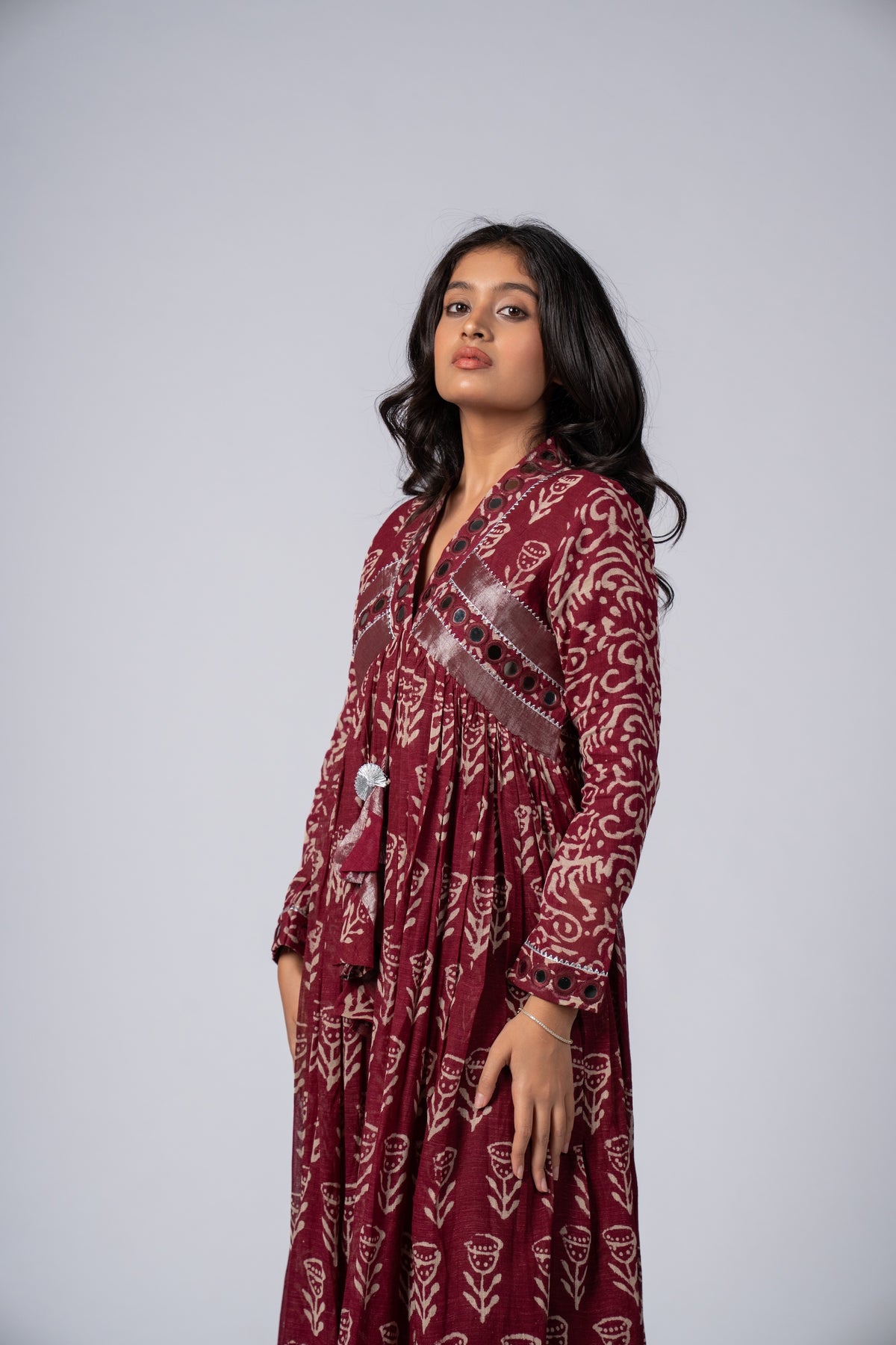 Mehrasa Mirror Work Dress